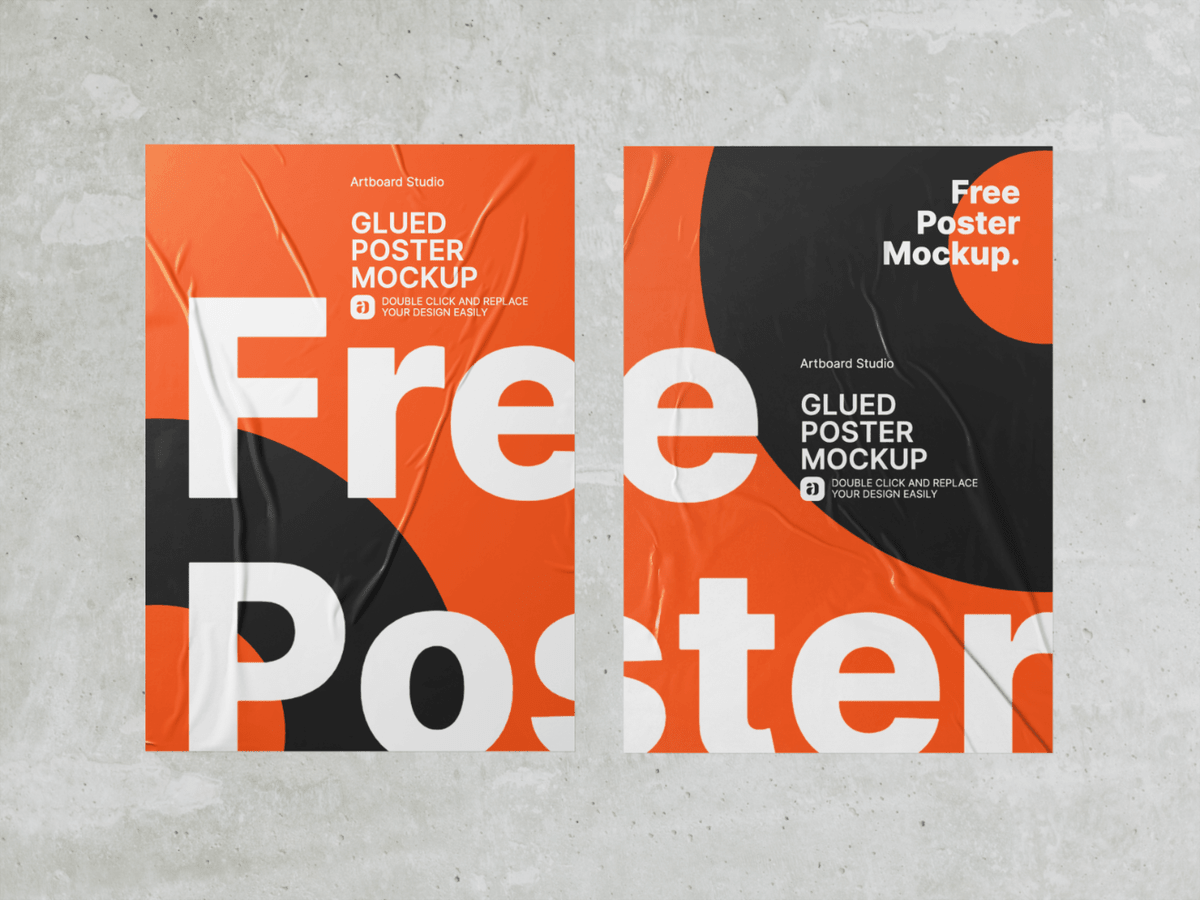 All mockup world is here. Free Glued Poster Mockup Template
