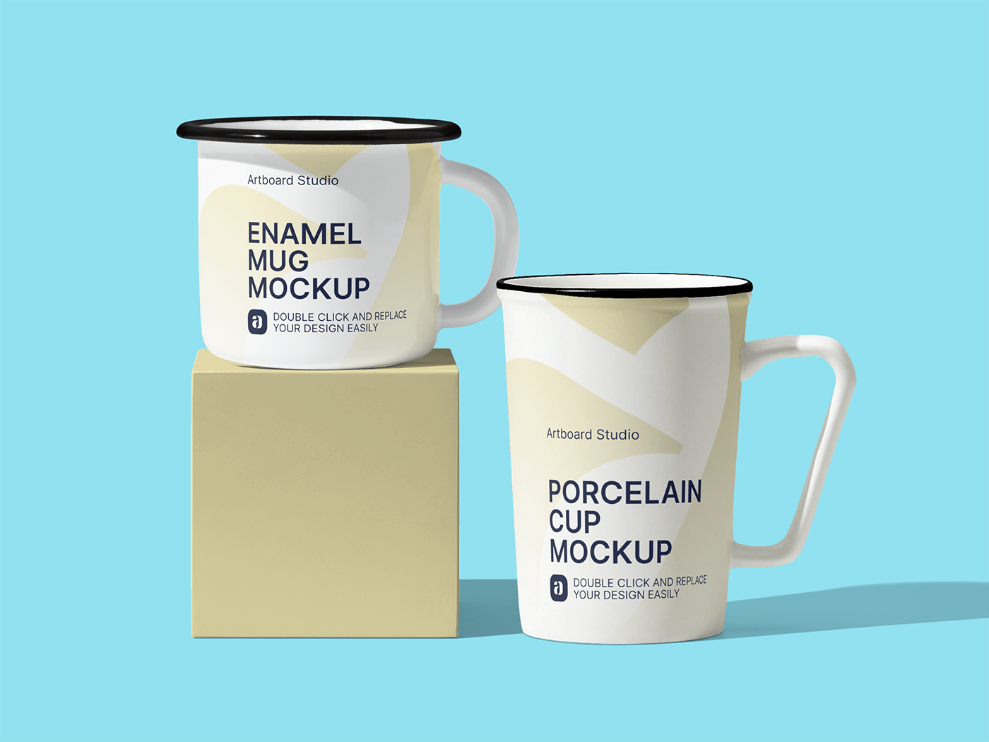 Upload, customize, and download in seconds. Enamel Mug Mockup Scene