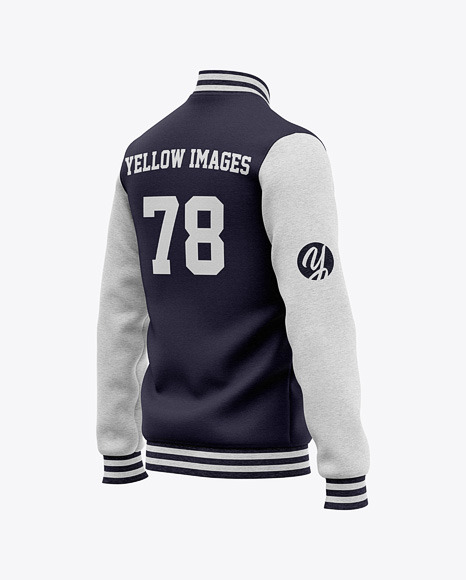Each psd file measures 3600 x 2400 px at 300 dpi and is equipped with a… free view details Men S Heather Varsity Jacket Mockup Back Half Side View