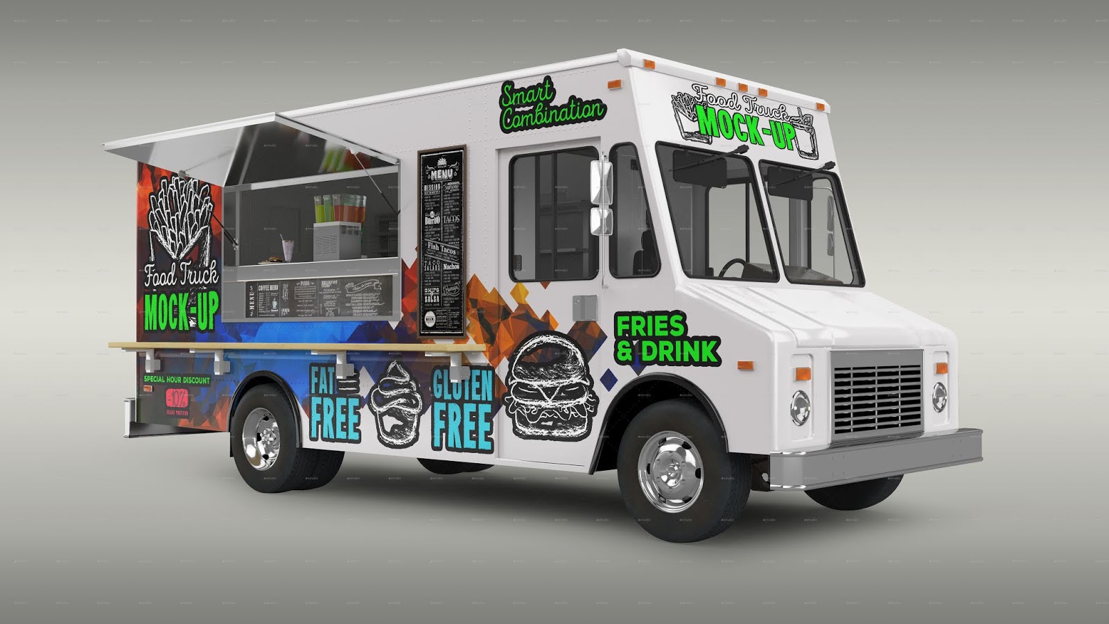 The trucks are like mobile catering kitchens that drive to your location. 70 Best Food Truck Mockup Templates Graphic Design Resources